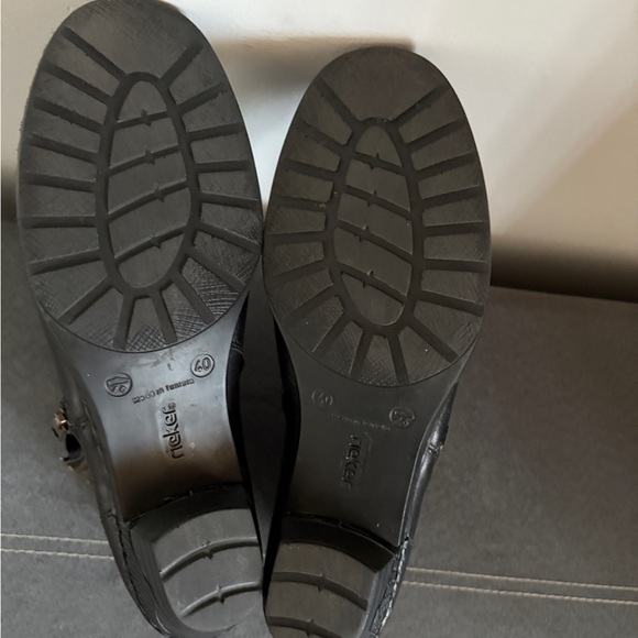 Rieker Black Ankle Boots with Textured Trim - Picture 8 of 14
